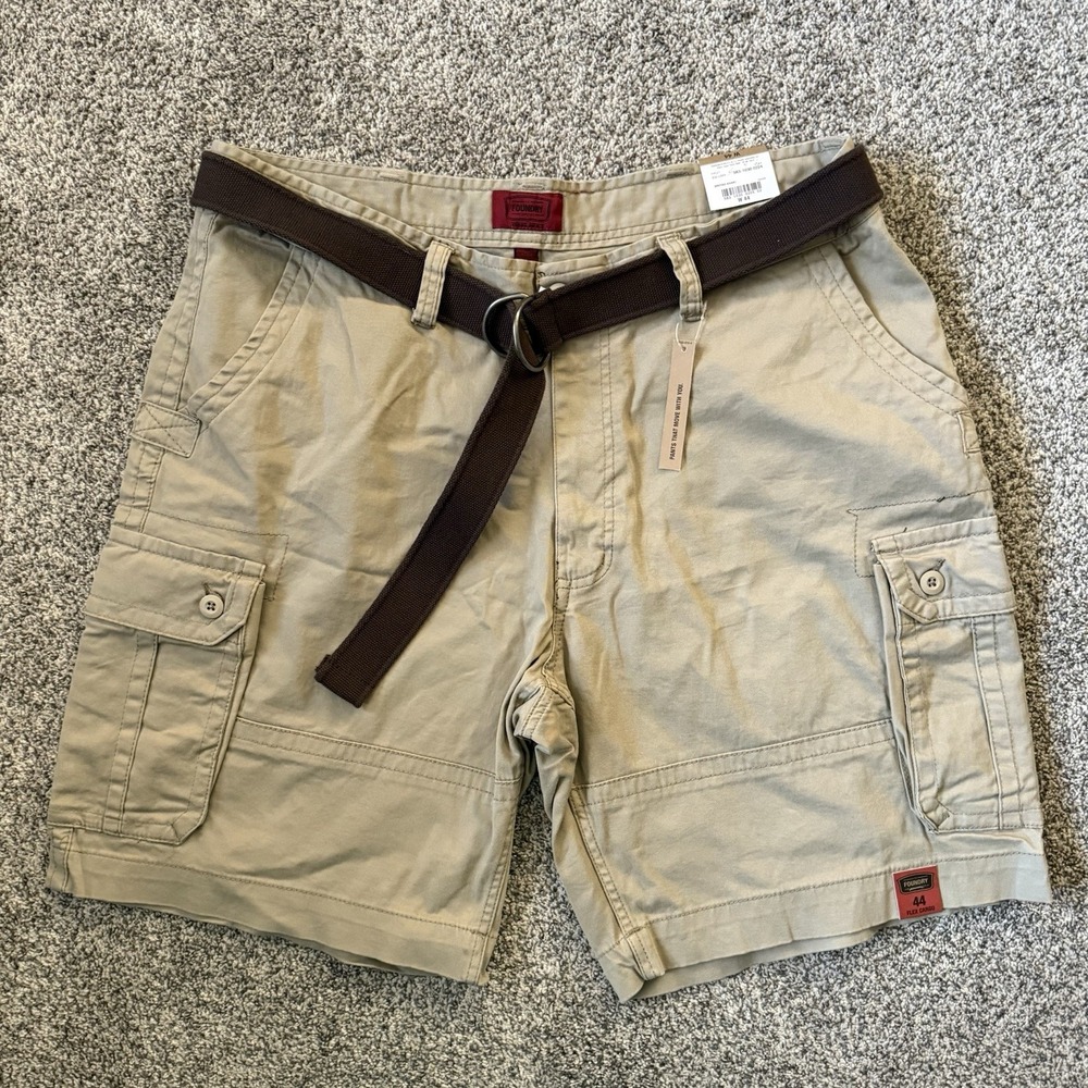 NWT The Foundry Supply Men's Cargo‎ Shorts With Belt- W 44 USA.